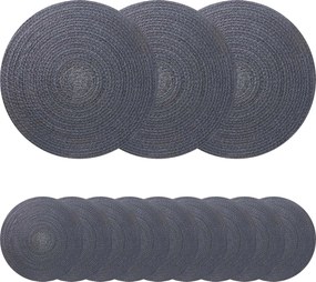 vidaXL Γιούτα Σουβέρ 12 pcs Σκούρο γκρι Ø 30 cm 100% Γιούτα Τοσσά