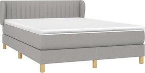 vidaXL Κρεβάτι Boxspring με Στρώμα Ανοιχτό Γκρι 140x200 εκ. Υφασμάτινο