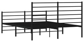 Πλαίσιο Κρεβατιού με Κεφαλάρι&amp;Ποδαρικό Μαύρο 140x190εκ. Μέταλλο - Μαύρο
