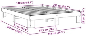 ΠΛΑΙΣΙΟ ΚΡΕΒΑΤΙΟΥ ΧΩΡΙΣ ΣΤΡΩΜΑ 140X200 CM ΜΑΣΙΦ ΞΥΛΟ ΔΡΥΣ 851951