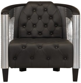 vidaXL Πολυθρόνα Aviator Μαύρη από Γνήσιο Δέρμα