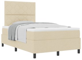 vidaXL Κρεβάτι με Βάση και Στρώμα Κρέμα 120x200 εκ Υφασμάτινο