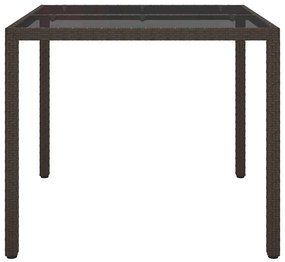 vidaXL Τραπέζι Κήπου για Φαγητό Καφέ 90 x 90 x 75 cm Πολυ ράταν