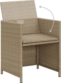 vidaXL Σετ Τραπεζαρίας Κήπου 3 Τεμαχίων Μπεζ με Μαξιλάρια