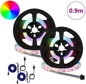 vidaXL Λωρίδα LED 2 pcs Μαύρο και Διαφανές 450 χλστ
