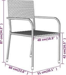 vidaXL Σετ Τραπεζαρίας Κήπου 3 Τεμαχίων Σκούρο Γκρι