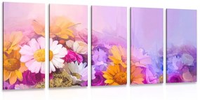 5 μέρη εικόνα ελαιογραφία με έντονα χρώματα λουλούδια - 200x100