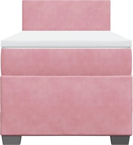 vidaXL Κρεβάτι Boxspring με Στρώμα Ροζ 80 x 200 εκ. Βελούδινο