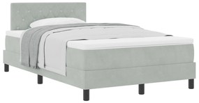 vidaXL Κρεβάτι Box Spring με Στρώμα Ανοιχτό Γκρι 120x200 εκ Βελούδο