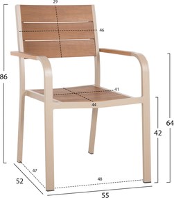 ΠΟΛΥΘΡΟΝΑ ΑΛΟΥΜΙΝΙΟΥ SAGA HM5127.04 ΣΑΜΠΑΝΙ ΜΕ POLYWOOD 55x52x86Yεκ.