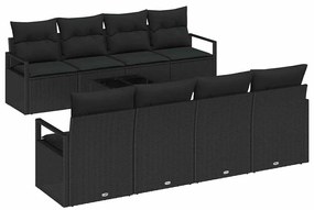 vidaXL Σετ Καναπέ Κήπου 7 pcs Μαύρο 55 x 55 x 37 εκ συνθετικό ρατάν