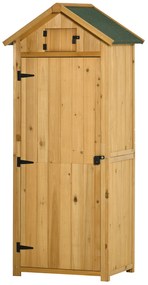 Outsunny Ντουλάπι Κήπου, Σπιτάκι Εργαλείων, Αποθήκη Εργαλείων με Ράφια, Ασφαλτόστρωτη Στέγη, Παράθυρο, Ξύλο, Κίτρινο+Πράσινο, 77 x 54,2 x 179 cm