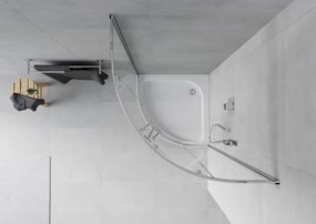 Mexen Rio καμπίνα ντους ημικυκλική 70 x 70 cm, διάφανη, χρώμιο + δίσκος , λευκό