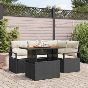 vidaXL Σέτ φαγητού για κήπο 5 pcs Μαύρο, Κρέμα 100 x 55 x 73 εκ