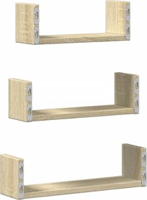 vidaXL Ράφια Τοίχου Σετ 3 Τεμαχίων Sonoma Δρυς Επεξεργασμένο Ξύλο