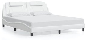Πλαίσιο Κρεβατιού με LED Λευκό 180x200εκ. Συνθετικό Δέρμα