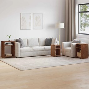 vidaXL Τραπέζι Έμφασης με ράφι 3 pcs Καφέ Στερεό ξύλο Μαόνι