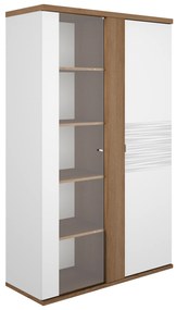 Insi Otello βιτρίνα με δυο πόρτες 110x45x178εκ. Helvezia Oak / Λευκό 014.GM72