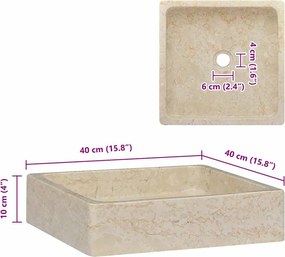 vidaXL Νιπτήρας Κρεμ 40 x 40 x 10 εκ. Μαρμάρινος