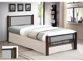 ΝΕΤ Κρεβάτι Μονό για Στρώμα 90x190cm, Μέταλλο Βαφή Μαύρο, Ξύλο Καρυδί 95x200x81(Στρώμα 90x190)cm Ε8048