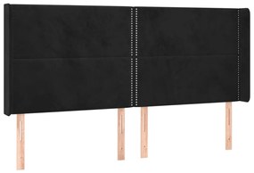 Κεφαλάρι Κρεβατιού LED Μαύρο 183x16x118/128 εκ. Βελούδινο 3123970