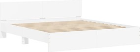 vidaXL Πλαίσιο Κρεβατιού με Κεφαλάρι/LED Λευκό 180x200 εκ