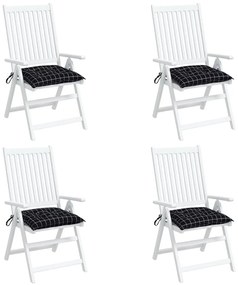 Μαξιλάρια Καρέκλας 4 τεμ. Μαύρο Καρό 40 x 40 x 7 εκ. Υφασμάτινα - Πολύχρωμο