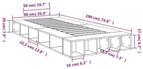 Πλαίσιο Κρεβατιού Sonoma Δρυς 90 x 190 εκ. Επεξεργασμένο Ξύλο - Καφέ