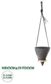 GloboStar® Artificial Garden AIGINA 20466 Κρεμαστό Πήλινο Κεραμικό Κασπώ Γλάστρα - Flower Pot Μαύρο Φ13cm x Υ15cm