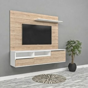 Stewehome Έπιπλο τηλεόρασης με ράφι από mdf Λευκό 70x24x10 cm