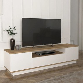 Έπιπλο τηλεόρασης Fedya Megapap από μελαμίνη χρώμα λευκό - sapphire oak 180x45x44,6εκ.