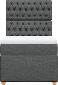 vidaXL Κρεβάτι Boxspring με Στρώμα Σκούρο Γκρι 90x200 εκ. Υφασμάτινο