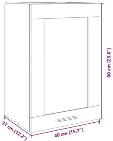 Ντουλάπι Κρεμαστό με Τζάμι Sonoma Δρυς 40x31x60 εκ. Επεξ. Ξύλο - Καφέ