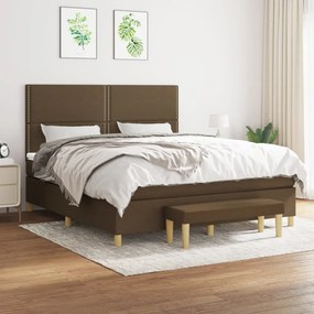 Κρεβάτι Boxspring με Στρώμα Σκούρο Καφέ 180x200 εκ Υφασμάτινο - Καφέ