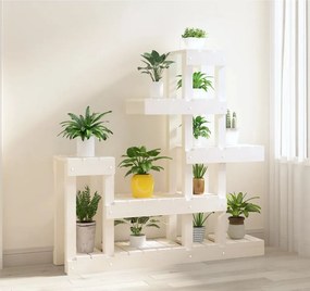 vidaXL Βάση Γλάστρας Λευκή 92 x 25 x 97 εκ. από Μασίφ Ξύλο Πεύκου