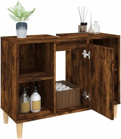 vidaXL Ντουλάπι Νιπτήρα Καπνιστή Δρυς 80x33x60 εκ. Επεξεργ. Ξύλο