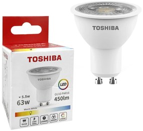 ΛΑΜΠΑ LED TOSHIBA ΣΠΟΤ ΓΙΑ ΝΤΟΥΙ  GU10  ΘΕΡΜΟ ΛΕΥΚΟ 230V  450LM N_STD  5,5W 3000K ΓΩΝΙΑ ΔΕΣΜΗΣ 180 ΜΟΙΡΕΣ  TOSHIBA 00168864 88-453