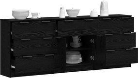 vidaXL Πλαϊνό γραφείο 3 τμχ. Μαύρη Οξυά 181 x 30 x 70 εκ.
