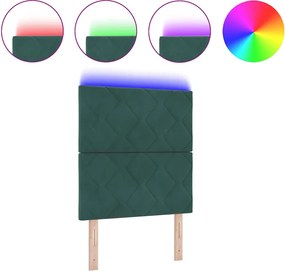 vidaXL LED κεφαλάρι Σκούρο Πράσινο 80 cm Βελούδο