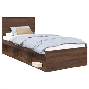 vidaXL Σκελετός Κρεβατιού Καφέ δρυς 75 x 190 cm Επεξεργασμένο ξύλο