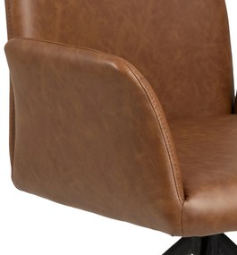 Καρέκλα Oakland 353, Καφέ, Μαύρο, 88x59x59cm, 8 kg, Οικολογικό δέρμα, Μεταλλικά, Μπράτσα | Epipla1.gr