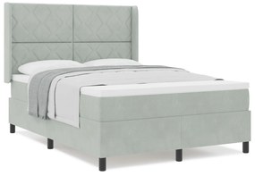 vidaXL κρεβάτι Box Spring με στρώμα  ανοιχτό γκρι 140x200 εκ. βελούδο