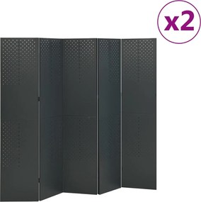 vidaXL Διαχωριστικά Δωματίου 2 τεμ 5 Πάνελ Ανθρακί 200x180εκ.  Ατσάλι