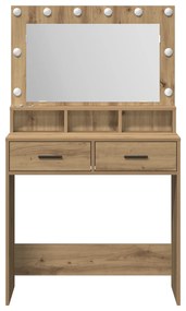 vidaXL Καθρέπτης Μακιγιάζ με LED Φώτα  σε Artisan Oak 79x41x135 εκ.