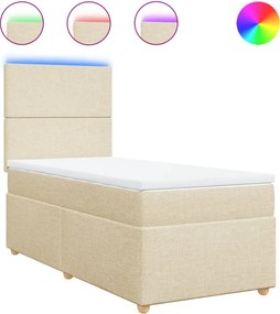 vidaXL Κρεβάτι Boxspring με Στρώμα Κρεμ 80 x 200 εκ. Υφασμάτινο