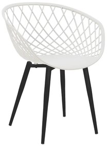 Καρέκλα Ezra pakoworld λευκό pp-πόδι μαύρο μέταλλο 62x42x82εκ | Συσκευασία 4 τμχ