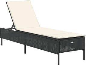 vidaXL Ξαπλώστρα Μαύρη από Συνθετικό Ρατάν με Μαξιλάρι