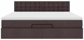Οθωμανικό κρεβάτι με στρώμα σκούρο καφέ 160x200cm ύφασμα 3311639