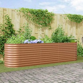 vidaXL Υπερυψωμένη Ζαρντινιέρα Καφέ 320 x 80 x 81 cm Ατσάλι