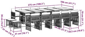 vidaXL Σετ Τραπεζαρίας Κήπου 15 τεμ Μαύρο από Συνθ. Ρατάν με Μαξιλάρια